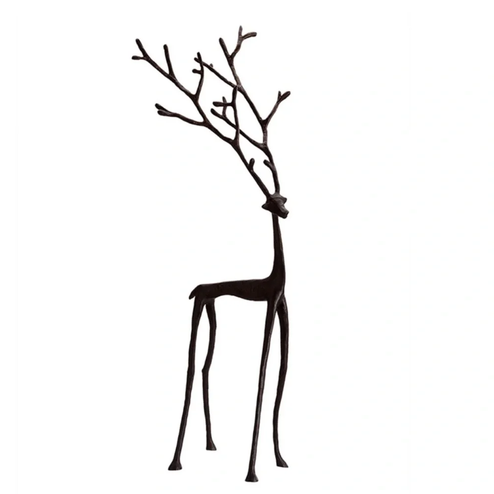 Pottery Barn Bronze Sculpted Reindeer Deer Set of 3 Holiday Christmas NEW
